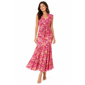 NWT Nicole Milled Maxi Dress Womens 4 Mafia Mob Wife Leopard Animal Pink Y2K